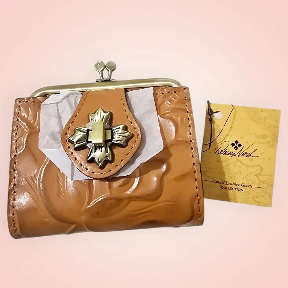 Patricia Nash‎ Casella Tooled Leather Bifold Wallet- Cognac-NWT